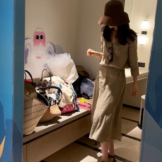 ROMI STUDIO“法式衣橱” 棉麻垂坠感一片式侧系带可调节半裙 Q3925 商品图3