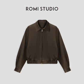 ROMI STUDIO'秋冬美拉德”100%意大利绵羊皮短款夹克皮衣23AWW397