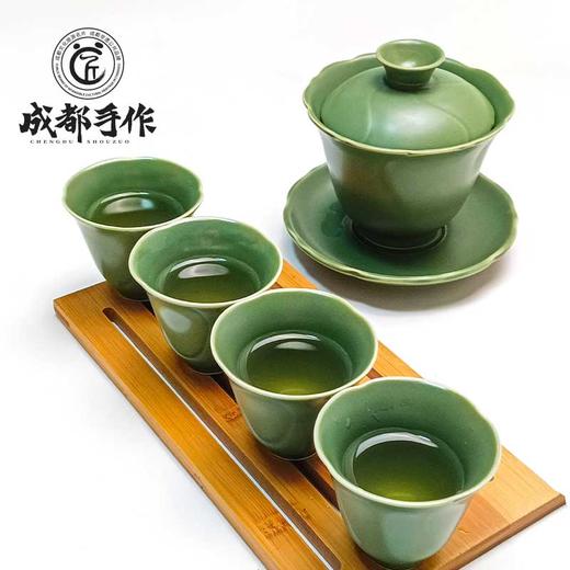 【彭州白瓷￭海棠盖碗一碗四杯茶具】成都手作功夫茶具 高档家用送礼白瓷泡茶碗【四川非物质文化】【大师匠作】 商品图3