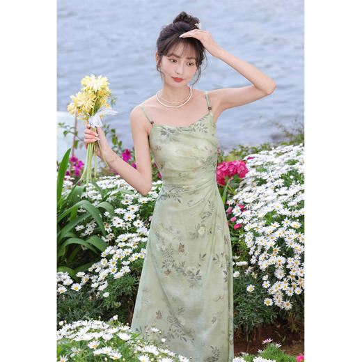 鹿向南 小个子「桑吟夏」新中式气质连衣裙女24夏季新款国风碎花长裙 商品图2
