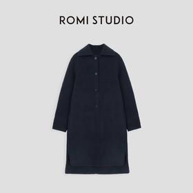 ROMI STUDIO“随性优雅”气质天丝混纺双面呢翻领大衣外套 23AWW796