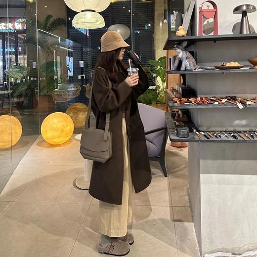 ROMI STUDIO800G牦牛绒廓形翻领驼棕色双面毛呢大衣外套 23AWW794 商品图3