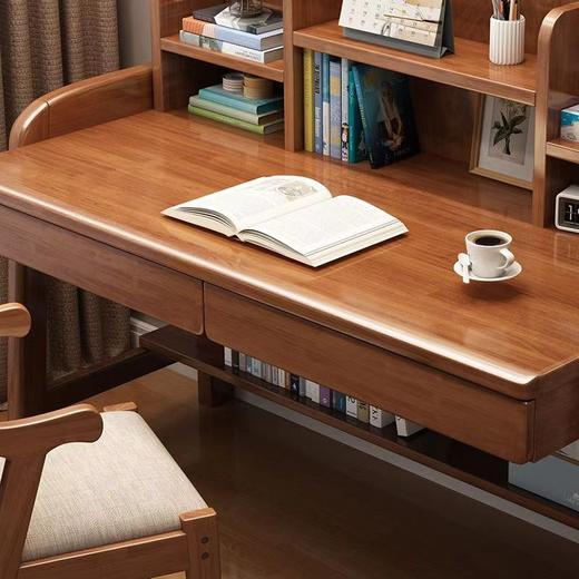 实木书桌+椅子套餐学生写字绘画电脑桌象牙白色 商品图4