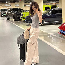 ROMI STUDIO“复古休闲”宽松显瘦直筒浅卡其工装时尚休闲裤 K3154