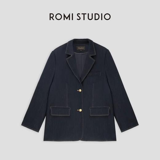 ROMI STUDIO“棕标系列” 复古撞色仿牛仔休闲简约西装外套23AWW378 商品图0