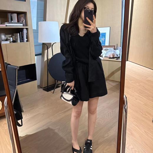 ROMI STUDIO“率性简约”休闲百搭高腰直筒松紧腰抽绳薄款短裤K3820 商品图0