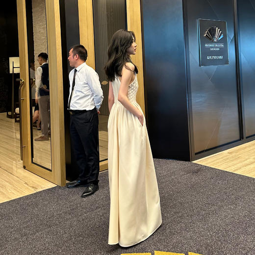 ROMI STUDIO“七夕限定”棕标系列纯手工捏褶收腰小方领连衣裙D4036 商品图2