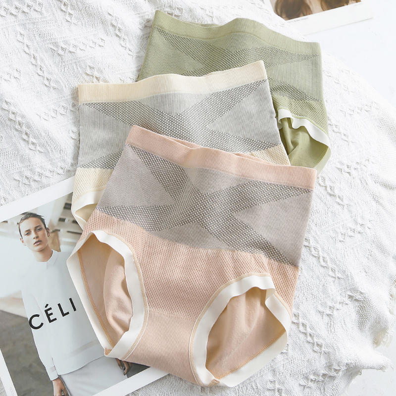 3条 底裆100%棉  黑绷带塑形高腰内裤女 A-4139 芬腾