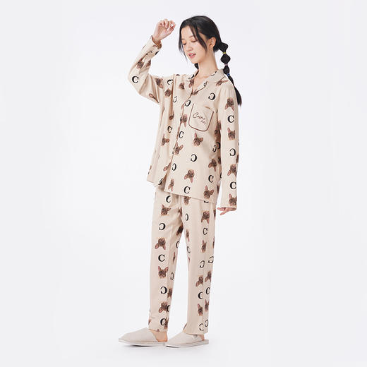 都市丽人睡衣好睡好眠长袖家居服40支CVC双面薄女士棉质套装LHT1L2 商品图2