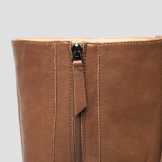 ROMI STUDIO“复古英伦”休闲简约圆方头显瘦侧拉链高筒靴 23AWS012 商品图3