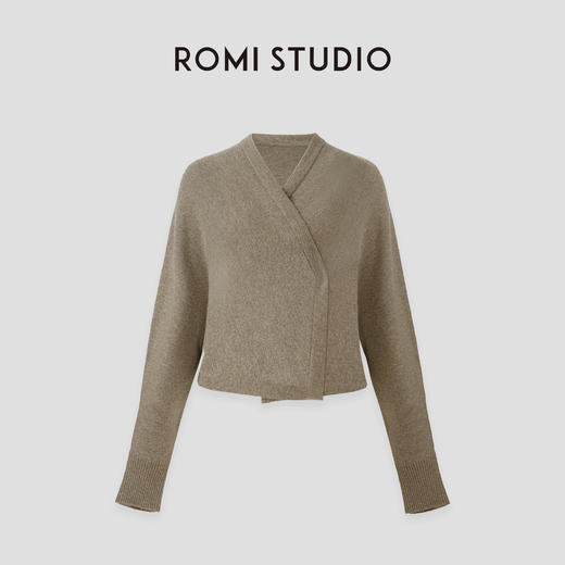 ROMI STUDIO“棕标系列”腔调穿搭羊毛羊绒混纺V领针织开衫23AWM333 商品图0