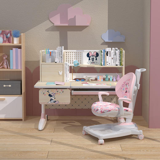 迪士尼儿童学习桌椅HX1005  M3蓝色/N3粉色（120*60CM）桌子+椅子 一套 样品处理 商品图1