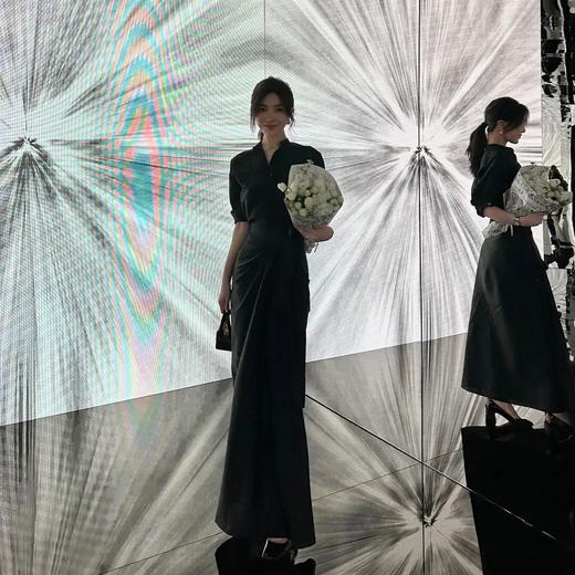 ROMI STUDIO“轻盈利落” 醋酸丝麻绑带围裹式可调节纯色半裙 Q4039 商品图1