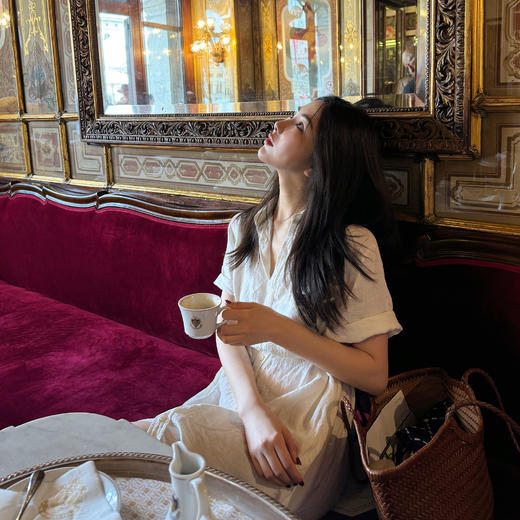 ROMI STUDIO“棕标甄选”100%亚麻砂洗洗水衬衣直筒连衣裙 421L5112 商品图1