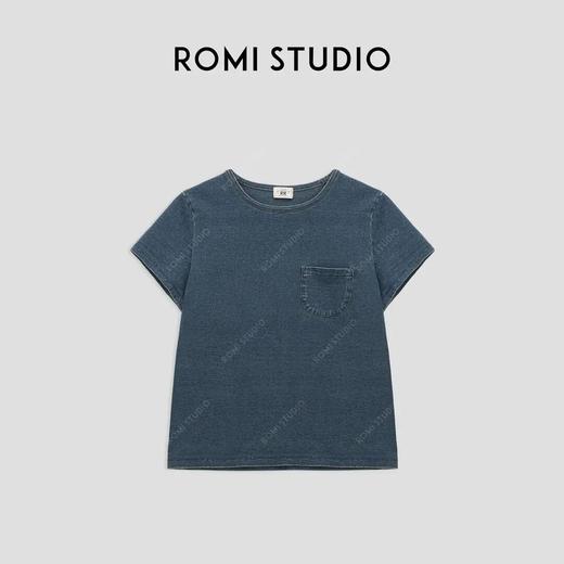 ROMI STUDIO“纽约美式” 高比例棉 复古做旧圆领短袖T恤 23AWT1036 商品图0