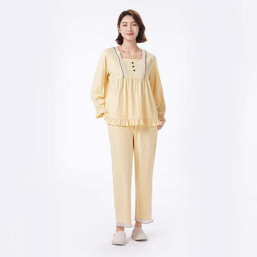 都市丽人睡衣好睡好眠长袖家居服单面无尘棉薄女士棉质套装LHT2L4 商品图1