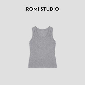 ROMI STUDIO60支羊毛混纺气质U领针织简约打底背心马甲23AWM881