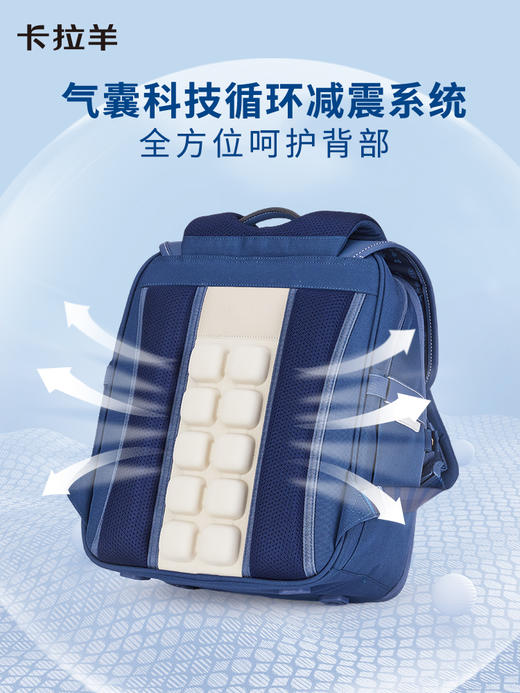 【蓝色】卡拉羊20L双肩背包学生书包7维减负防下坠（建议14岁以下，3-6年级，身高：135-165cm） 商品图4