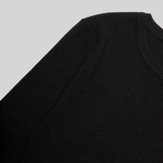 ROMI STUDIO“基础灵魂”莱赛尔天丝透气坑条圆领黑色中袖T恤M3729 商品图2