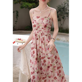 鹿向南 小个子《宁芙花园》法式碎花吊带连衣裙DC00507