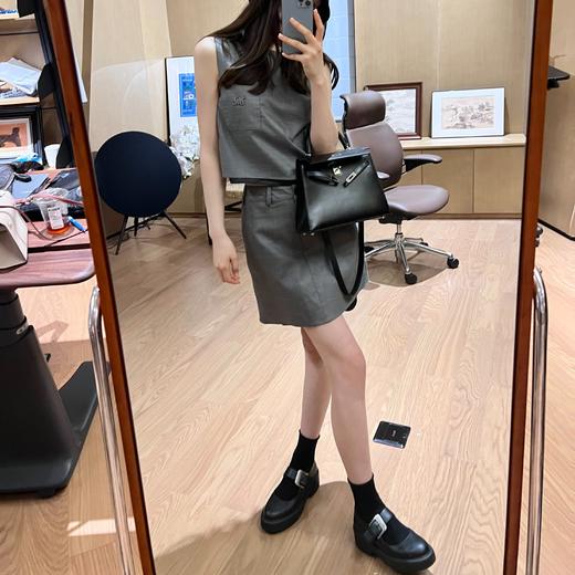 ROMI STUDIO"法式复古"粗跟一字扣圆头厚底黑色jk皮鞋乐福鞋S8009 商品图2