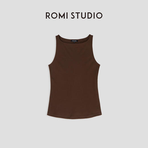 ROMI STUDIO【高品质】简约百搭纯色修身无袖一字领吊带背心T3187 商品图1