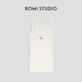 ROMI STUDIO“背心控挚爱”100%精梳棉简约修身刺绣吊带背心M4053
