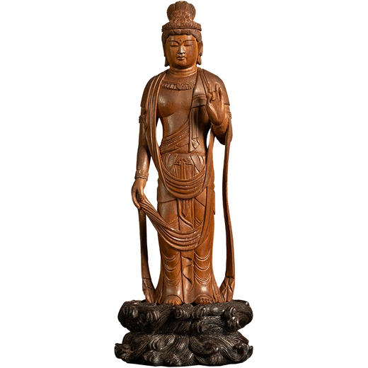 二十世纪 檀香木雕菩萨像（红木座） 商品图5