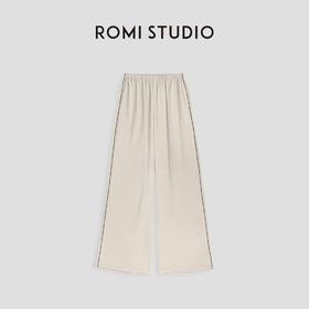 ROMI STUDIO“quiet luxury”慵懒宽松直筒香槟色家居长裤 23AWK457