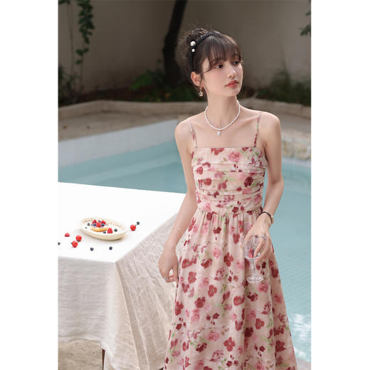 鹿向南 小个子《宁芙花园》法式碎花吊带连衣裙DC00507 商品图1