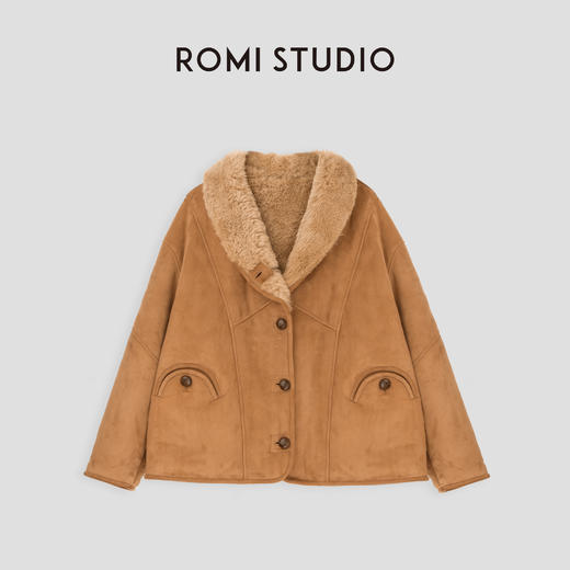 ROMI STUDIO进口冰岛腔调穿搭皮毛一体羊羔绒大衣外套23AWW780 商品图0