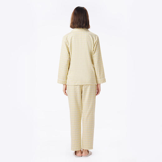 都市丽人睡衣好睡好眠长袖家居服梭织磨毛色织格薄女士梭织棉套装LHT0B7 商品图3