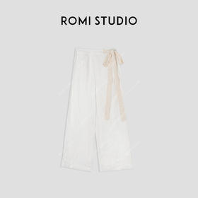 ROMI STUDIO“柔韧张力”100高支亚麻砂洗洗水编织绳休闲裤422K5019