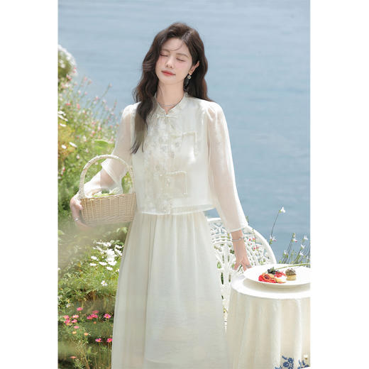 鹿向南 小个子「雾色入云上」新中式时尚套装24新款女装夏气质半身裙 商品图3