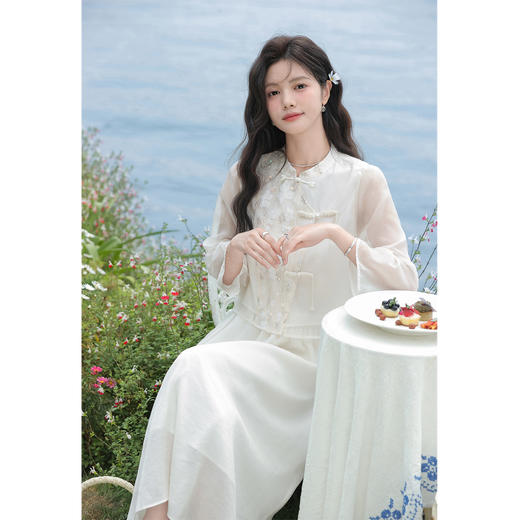 鹿向南 小个子「雾色入云上」新中式时尚套装24新款女装夏气质半身裙 商品图4