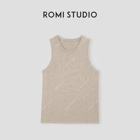 ROMI STUDIO “松弛自在” 亚麻混纺双层螺纹坑条针织背心24SSM563
