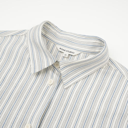ROMI STUDIO“南法故事”莱赛尔羊毛亚麻混纺撞色条纹衬衣 24SST150 商品图5