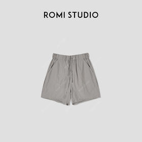 ROMI STUDIO"意式文学"100%甄选匹马棉纸皱感松紧腰短裤 421R5011