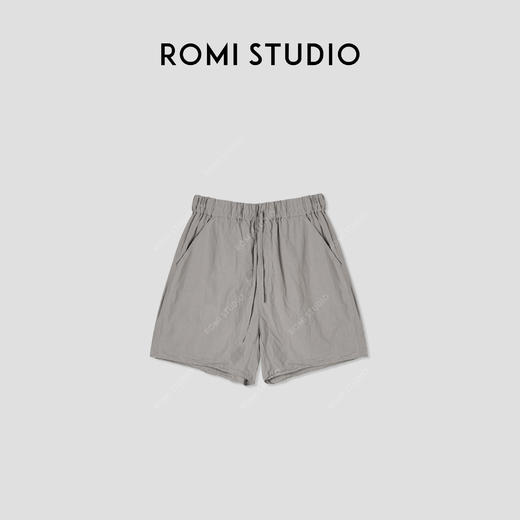 ROMI STUDIO"意式文学"100%甄选匹马棉纸皱感松紧腰短裤 421R5011 商品图0