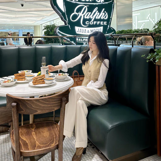 ROMI STUDIO“棕标系列”腔调穿搭高密纹醋酸高腰直筒西裤K4006 商品图1