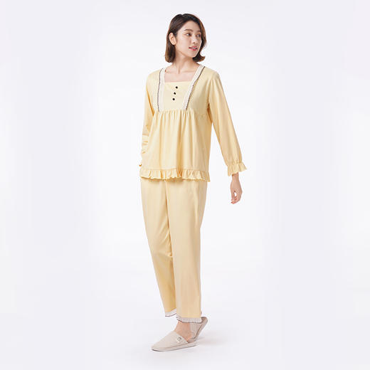 都市丽人睡衣好睡好眠长袖家居服单面无尘棉薄女士棉质套装LHT2L4 商品图2