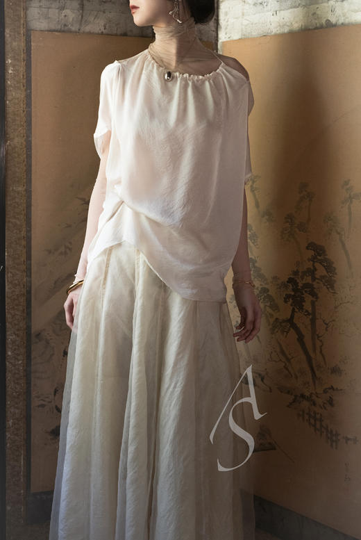 Phaedo  浅桃粉系带细节真丝上衣 商品图2