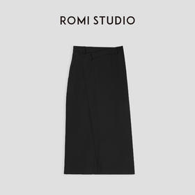 ROMI STUDIO“立体裁剪”高腰不规则开叉中长款西装半身裙 23AWQ140