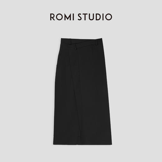 ROMI STUDIO“立体裁剪”高腰不规则开叉中长款西装半身裙 23AWQ140 商品图0