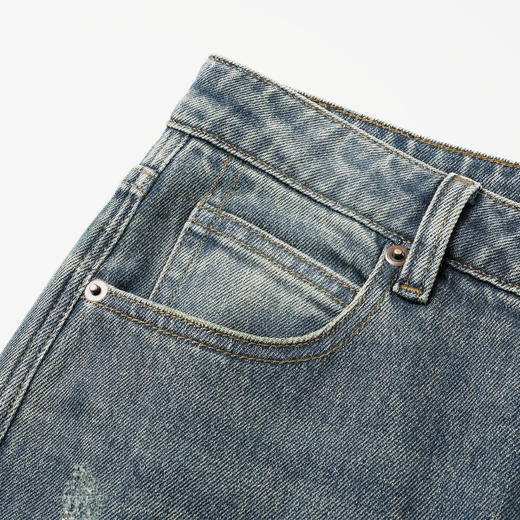 ROMI STUDIO“Classic Retro”牛仔棉微弹水洗猫须牛仔裤 23AWN1459 商品图1