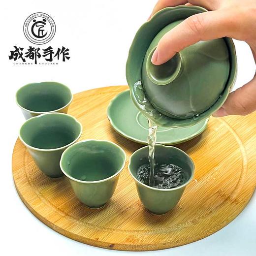 【彭州白瓷￭海棠盖碗一碗四杯茶具】成都手作功夫茶具 高档家用送礼白瓷泡茶碗【四川非物质文化】【大师匠作】 商品图2