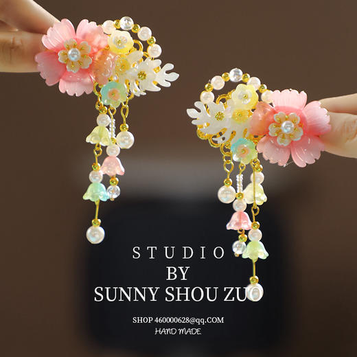 【爆火26款！】公主儿童古风发饰流苏国风复古宝宝发夹中国风汉服古装飘带对夹 商品图3