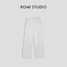 ROMI STUDIO“内外兼备"醋酸丝麻垂感宽松直筒奶白色直筒西裤K3371