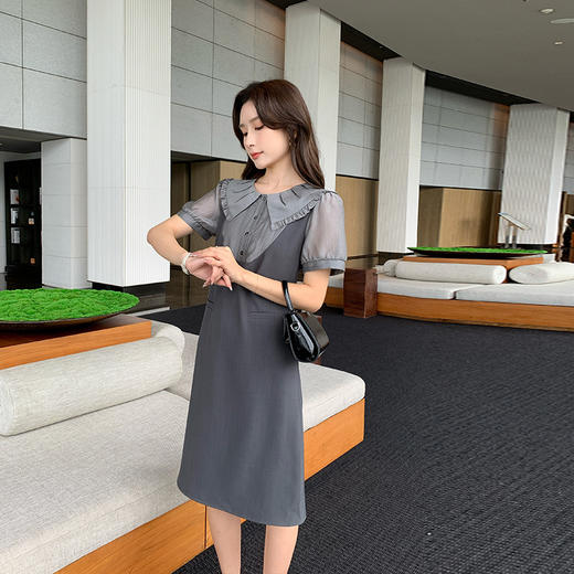 奢姿大码女装2025夏季假两件设计时尚连衣裙胖妹妹减龄娃娃领裙子9942860160 商品图8