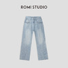 ROMI STUDIO“随性优雅”100%斜纹棉高腰直筒洗水蓝牛仔裤 23AWK255 商品缩略图0